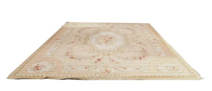 Aubusson Floral Carpet: Aubusson Floral Carpet. Measures 183 inches x 139 inches.