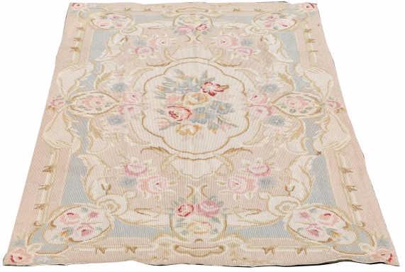 Aubusson Floral Area Rug: Aubusson Floral Area Rug. Measures 59 inches x 35 inches.