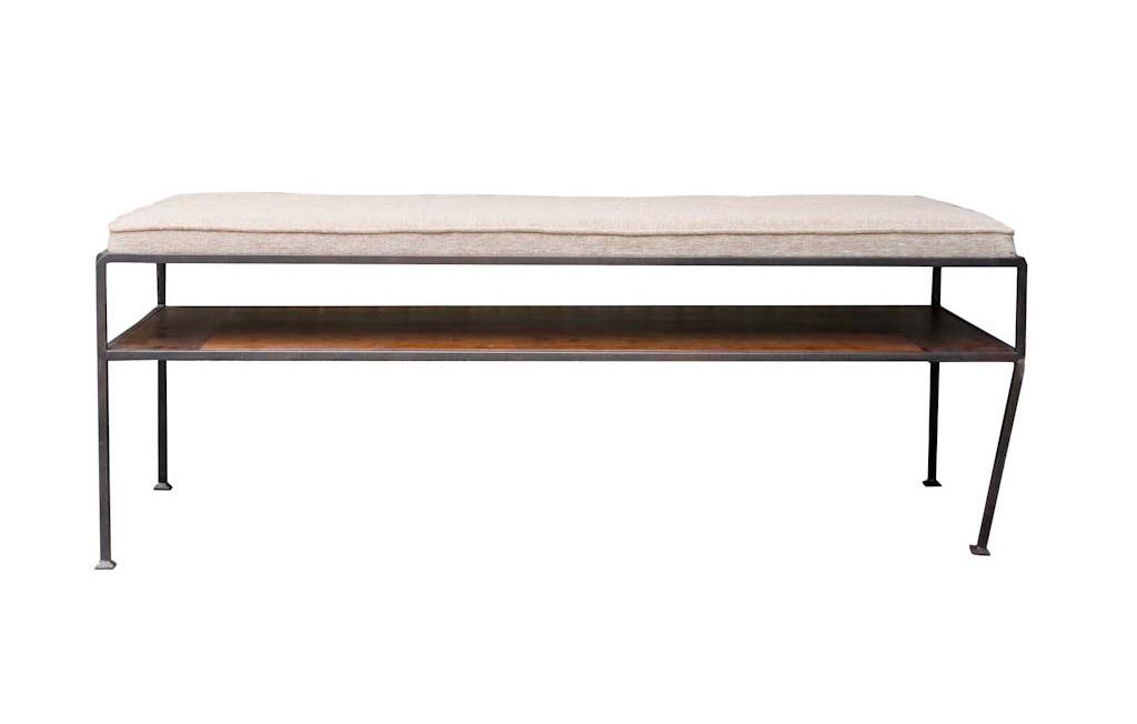 Mid C Paul McCobb Wrought Iron Upholstered Bench (1 of 8)