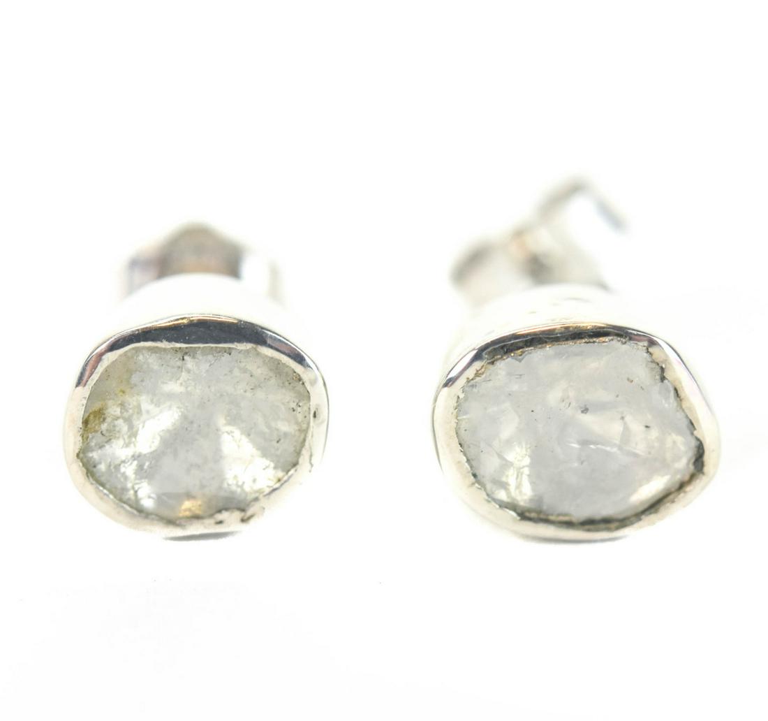 Pair of Flat Cut Diamond & Sterling Silver Earring (1 of 5)