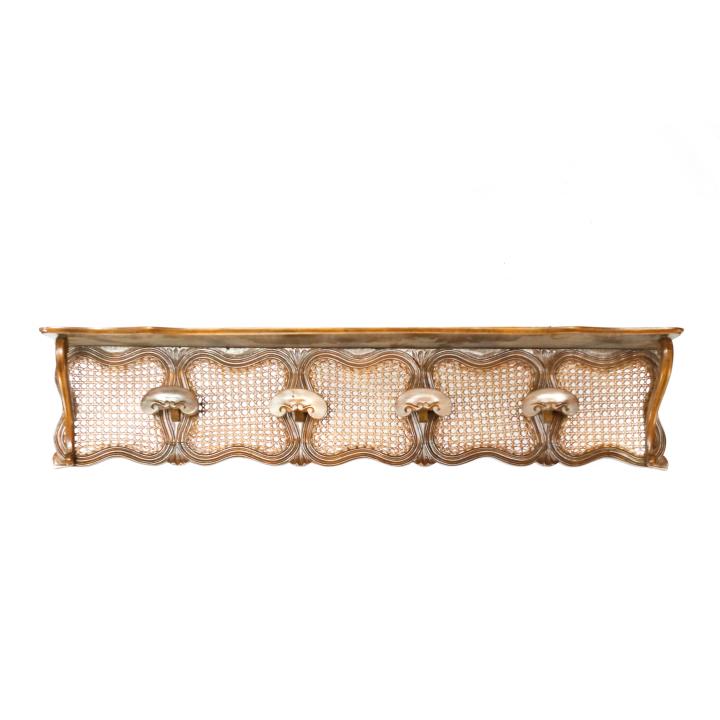 French Country Caned Wall Hanging Coat Rack (1 of 6)