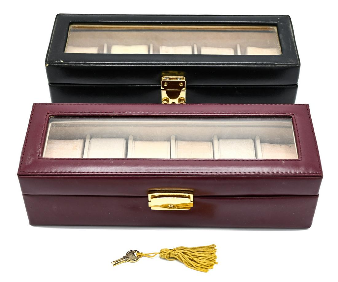 Two Leather Jewelry Boxes with Fitted Watch Slots (1 of 10)