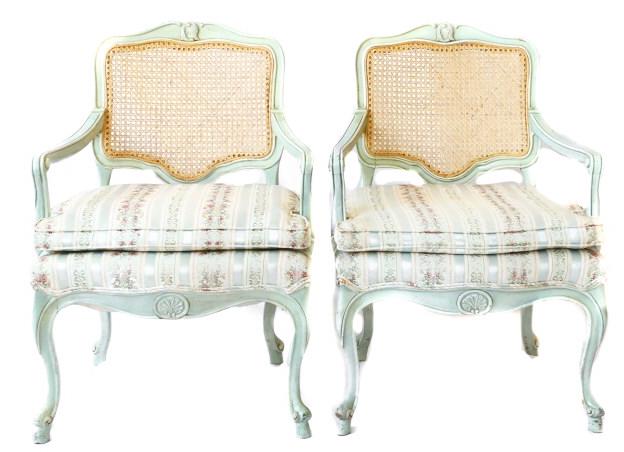 2 Antique Louis XIV French Carved Caned Arm Chairs (1 of 6)
