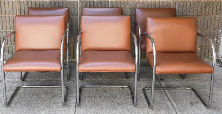 6 Brno Style Chrome & Leather Cantilever Chairs (1 of 8)
