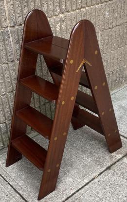 Carved Folding Library Steps w Brass Hardware (1 of 5)