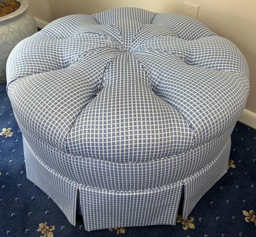 Contemporary Upholstered Tufted Round Ottoman (1 of 4)