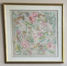 Edna Hibel (1917 to 2014) Custom Framed Print: Edna Hibel (1917 to 2014) Custom Framed Print. Measures 31.5 x 32.5 inches.