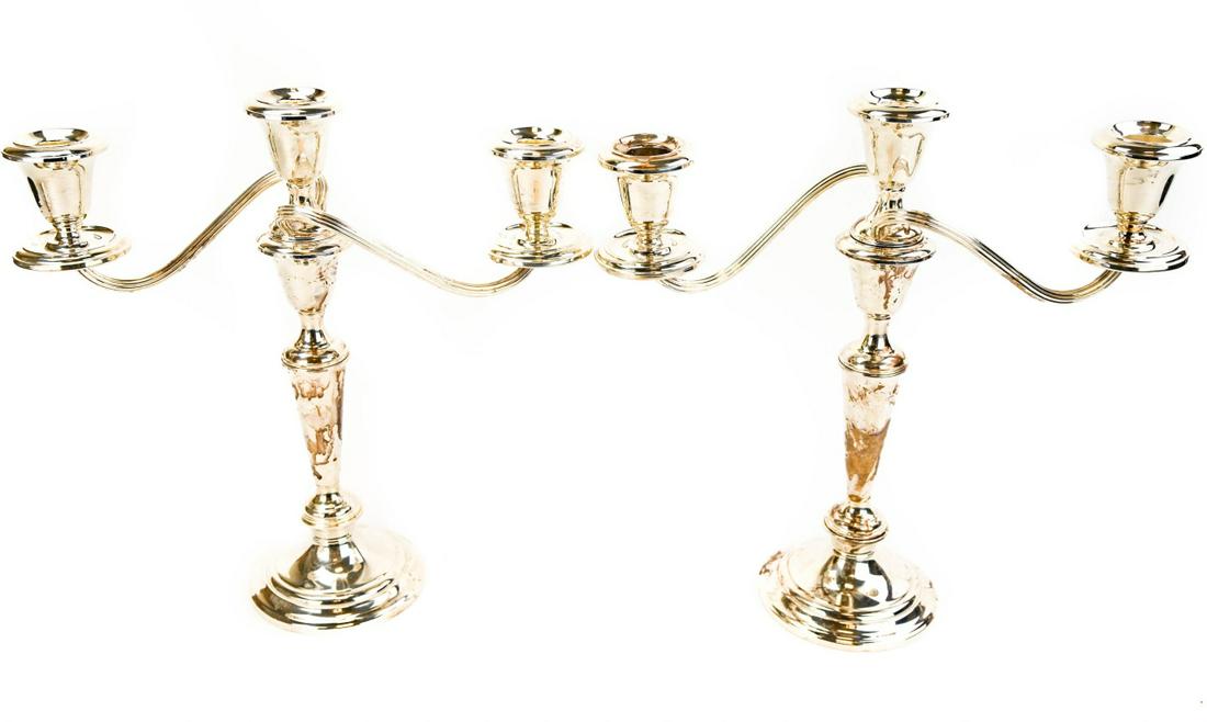 Pair Gorham Sterling Silver 3 Arm Candelabras (1 of 8)