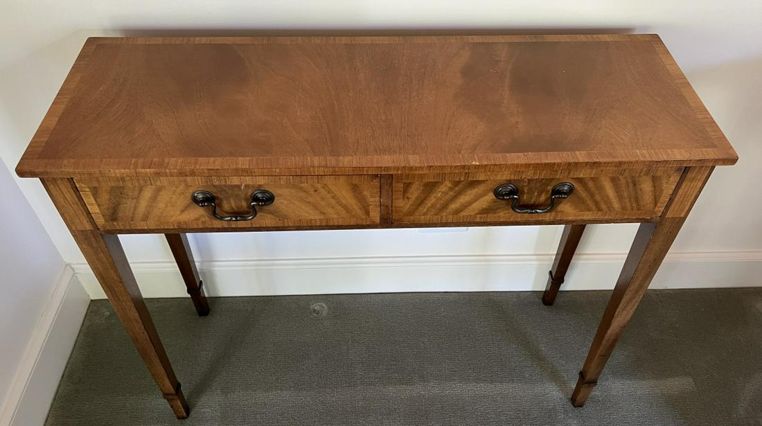 English Sheraton Style Banded Inaly Console Table (1 of 5)