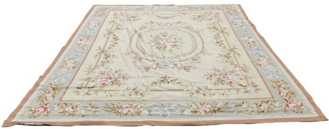 Aubusson Floral Carpet: Aubusson Floral Carpet. Measures 118 inches x 94.5 inches.
