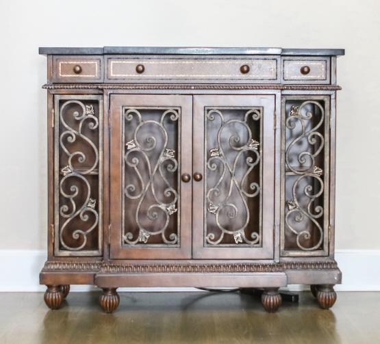 Black Marble Top Breakfront Credenza (1 of 5)