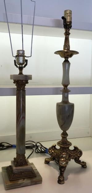 2 Neo Classical Green Onyx & Ormolu Mounted Lamps (1 of 6)