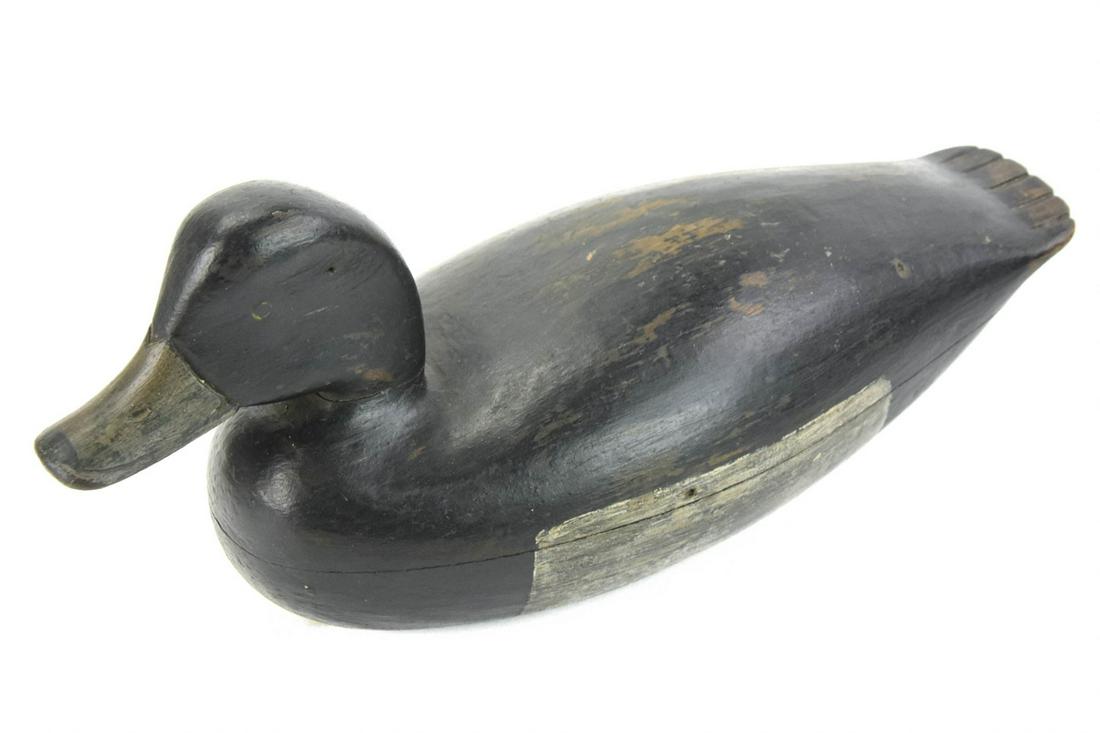 Antique Duck Decoy Broadbill Drake William Roberts: Antique Hand Carved and Hand Painted Circa 1910's Duck Decoy Broadbill Drake by William Roberts, Cape May, New Jersey From the Hillman Collection. 7 inches x 15 inches (#55)