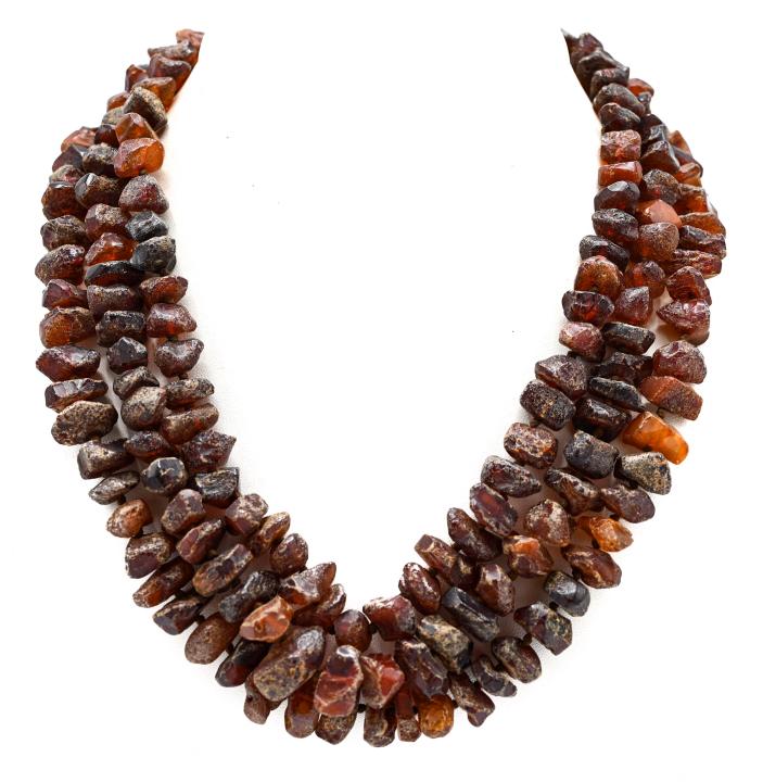 Antique Triple Strand Natural Amber Bead Necklace (1 of 6)