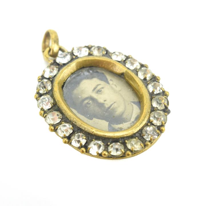 Antique 19th C Paste Halo Locket Necklace Pendant (1 of 5)