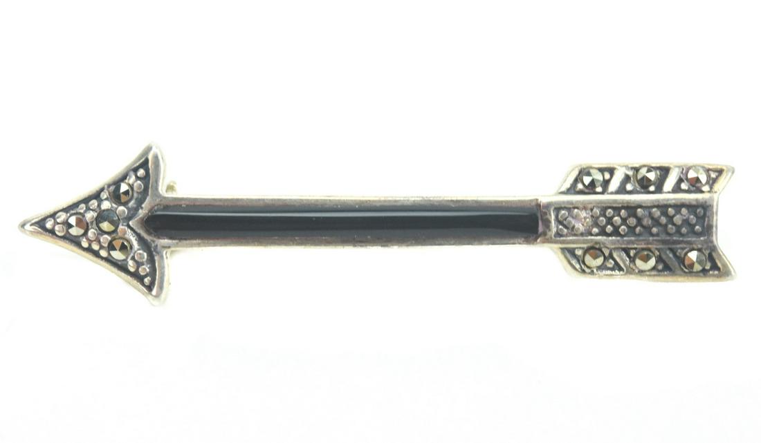 Vintage Sterling Enamel Marcasite Arrow Brooch (1 of 6)