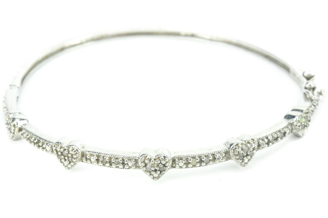 Sterling Silver & Diamond Heart Motif Bracelet (1 of 8)
