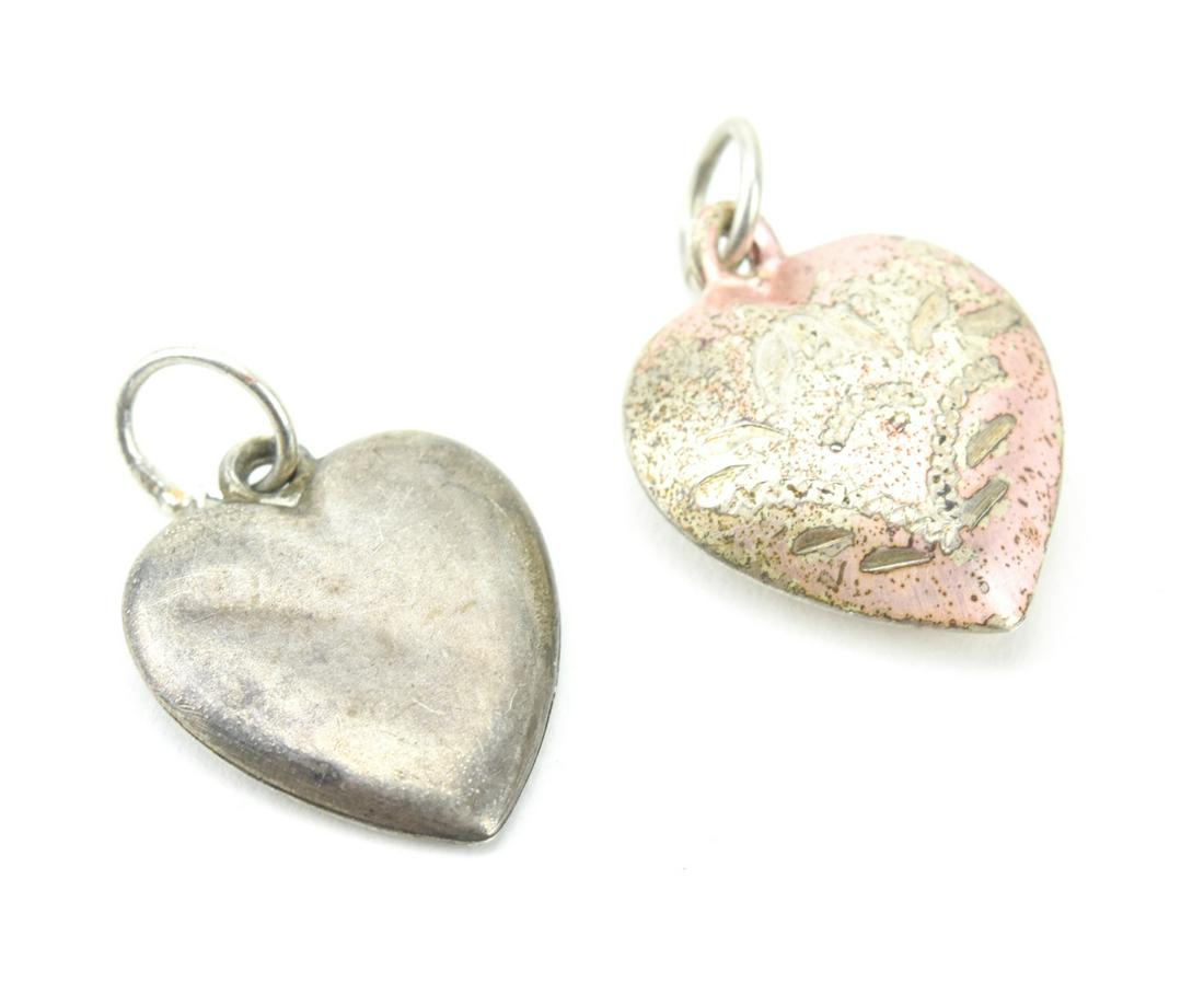 Two Antique Sterling Silver Puffy Heart Pendants (1 of 6)