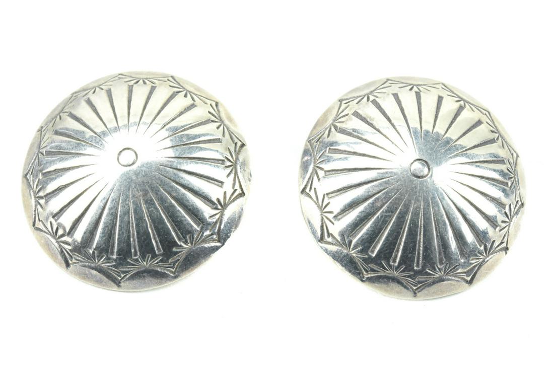 Native American Sterling Concho Design Earrings (1 of 5)