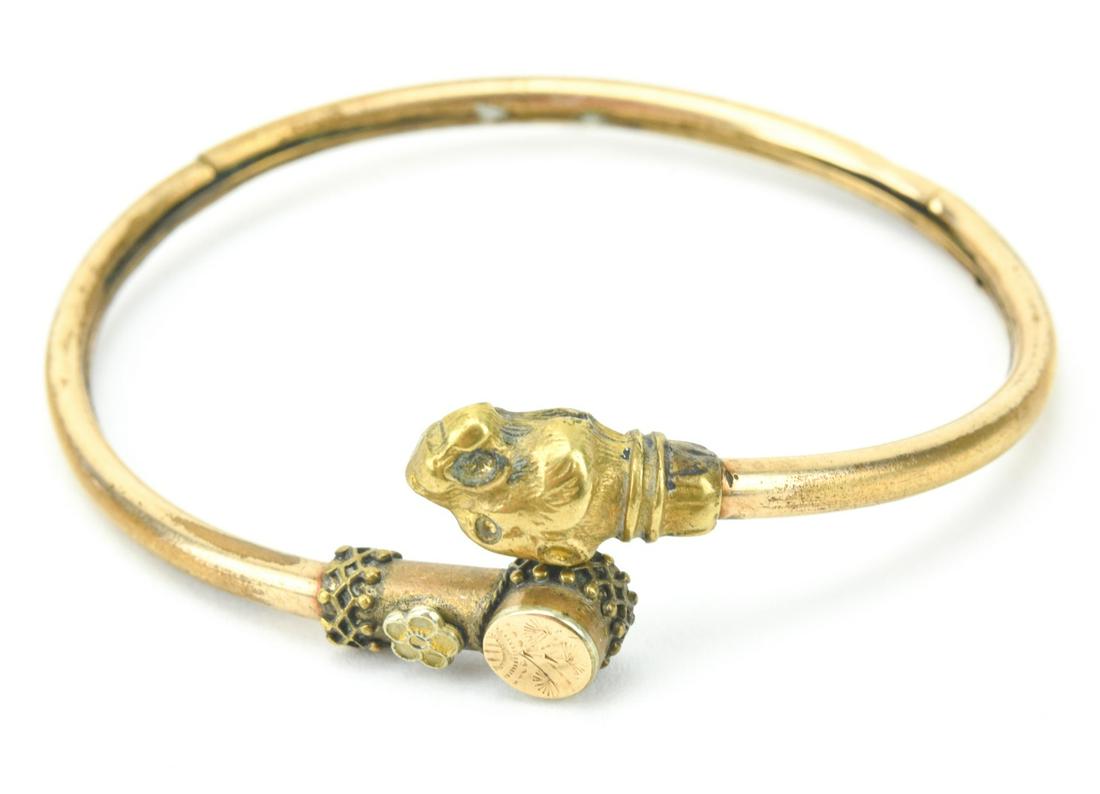 Antique 19th C Gold Fill Gold Topped Lion Bracelet (1 of 7)