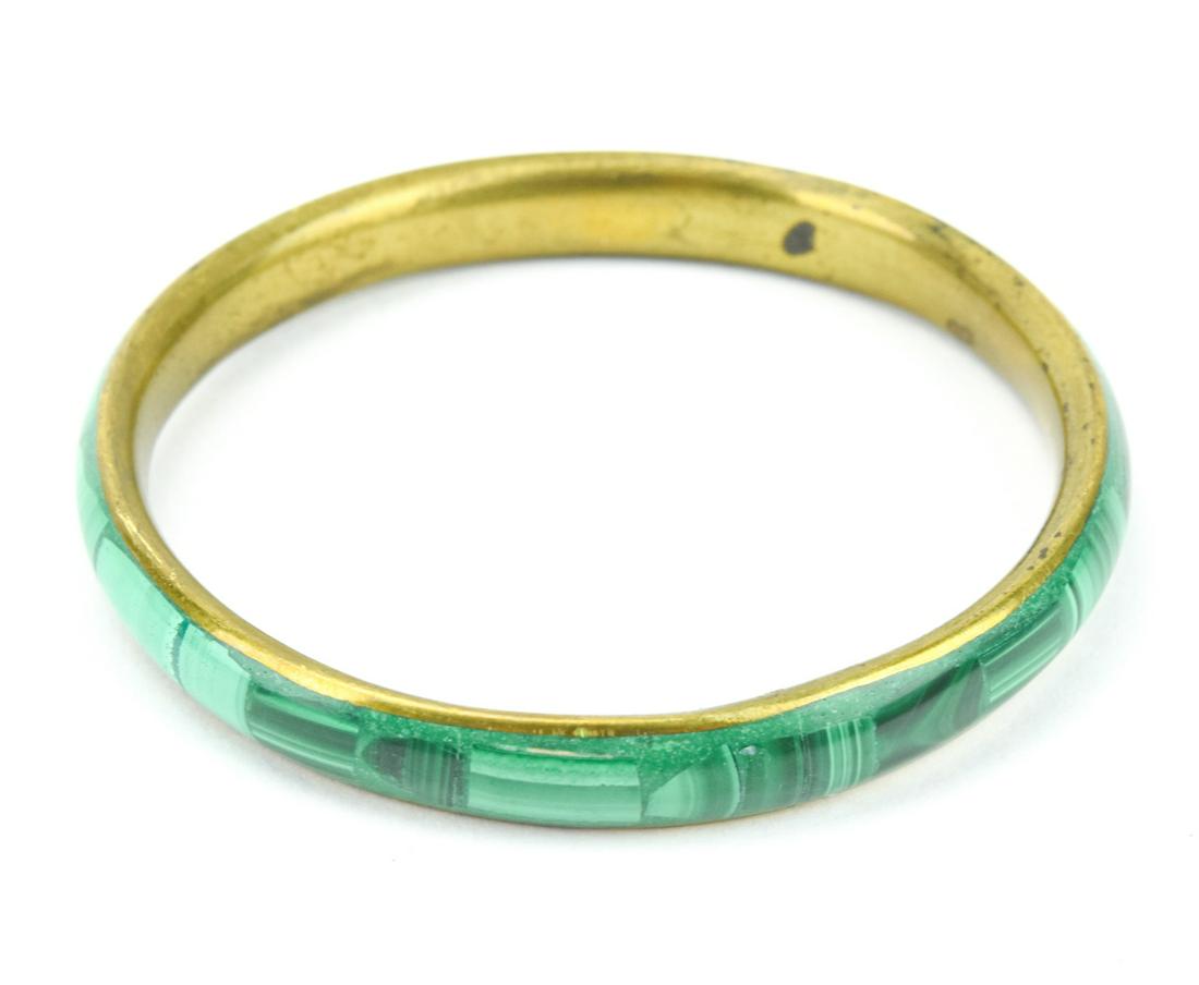 Antique Gilt Metal & Malachite Mosaic Bracelet (1 of 7)
