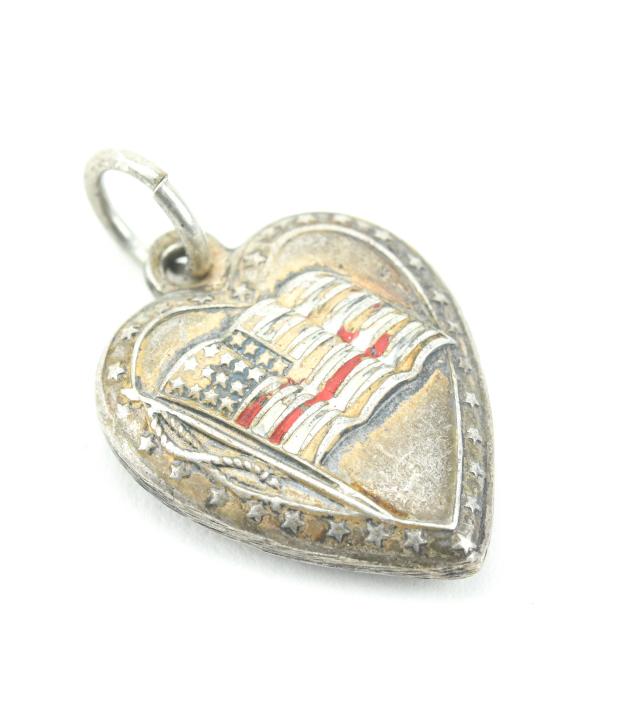 Antique Sterling American Flag Heart Pendant (1 of 4)