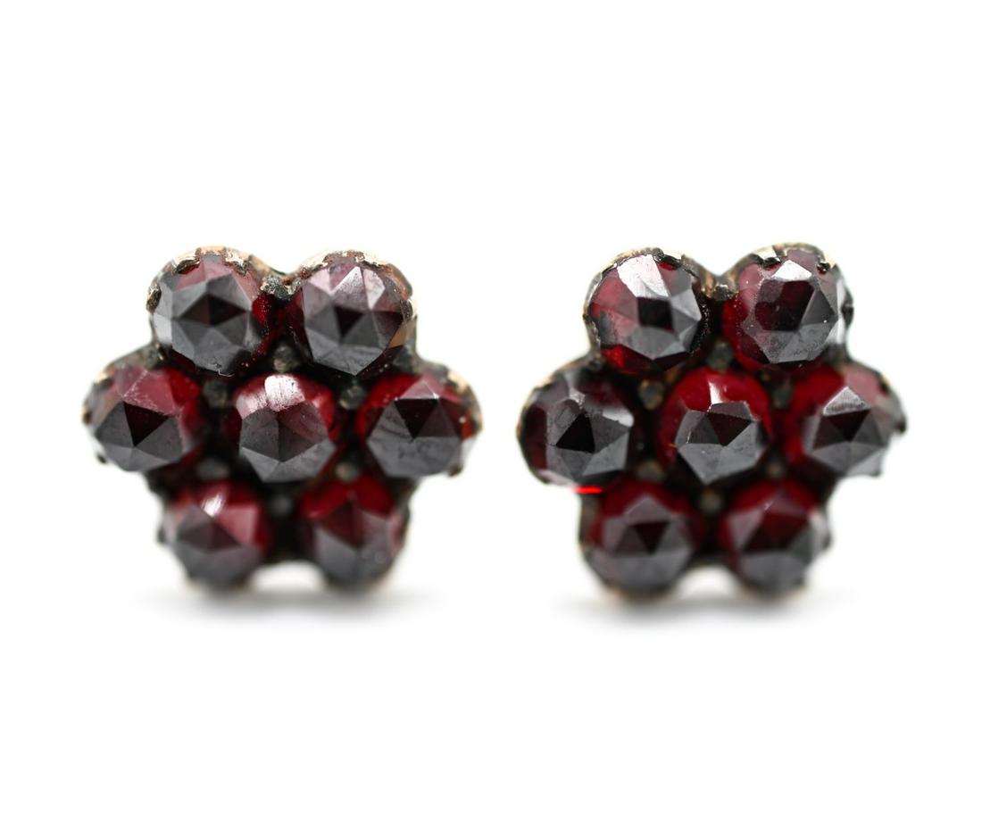 Antique 14kt Gold & Rose Cut Garnet Earrings (1 of 5)