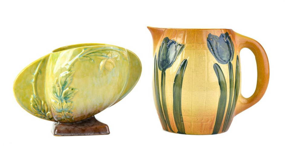 2 Antique Roseville Pottery Pitchers