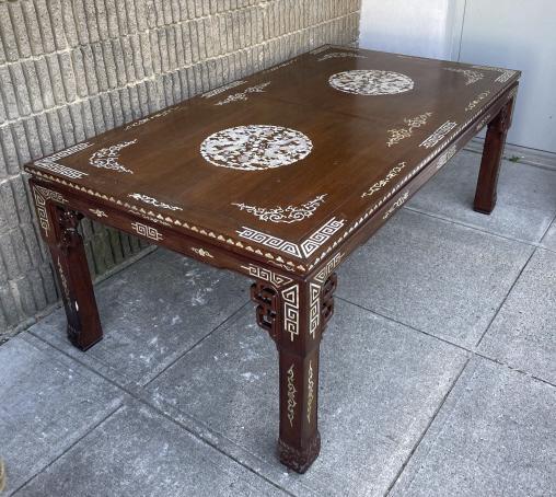 Chinese Mother of Pearl Inlaid Dining Table (1 of 9)