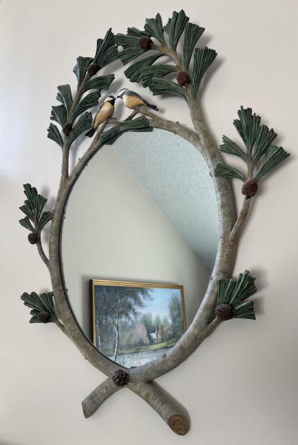Faux Bois Wall Mirror - Branch Design w Birds (1 of 3)