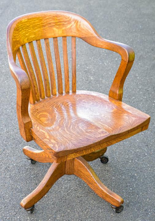 B. L. Marble Vintage Slat Back Swivel Desk Chair (1 of 5)
