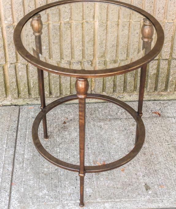 Metal Antiqued Copper Circular Glass Side Table (1 of 8)