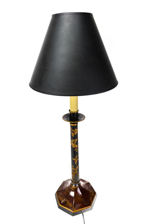 Antique Hand Painted Tole Candlesticks Lamp (1 of 10)