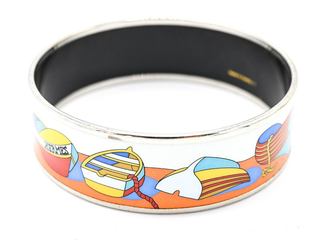 Hermes Paris Designer Enamel Bangle Bracelet (1 of 7)