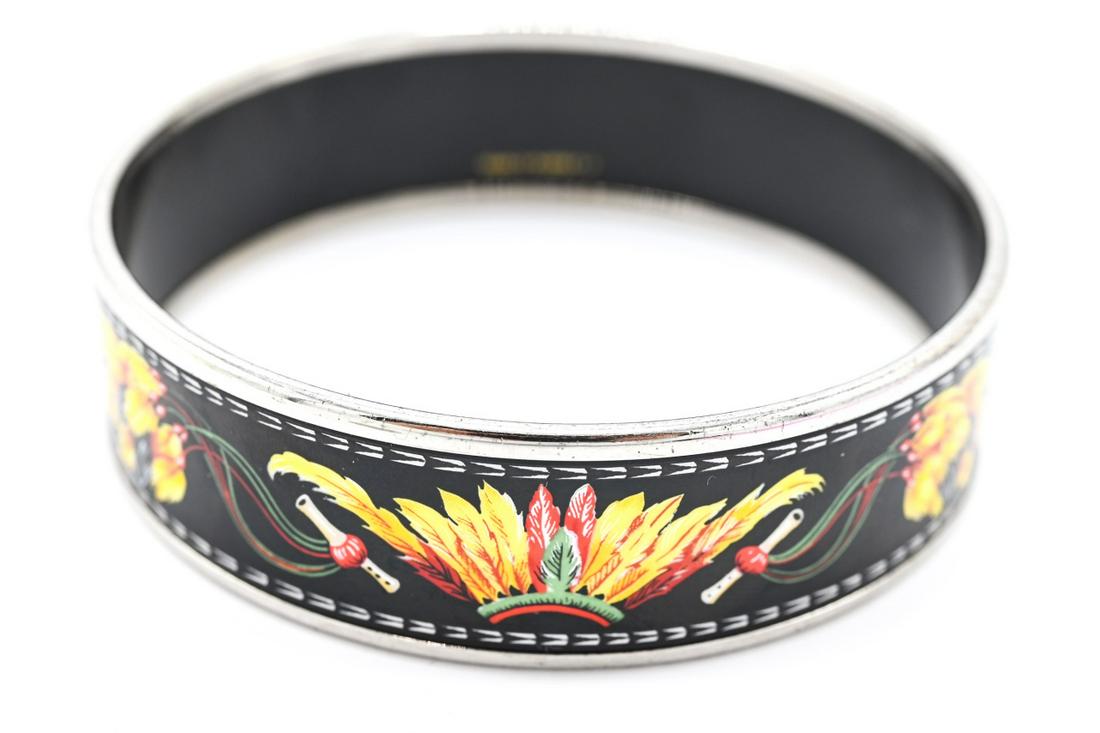 Hermes Paris Designer Enamel Bangle Bracelet (1 of 6)