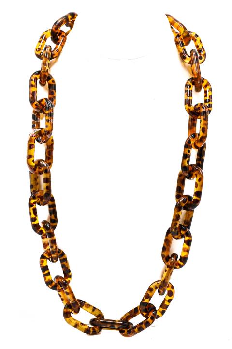 Costume Jewelry Faux Tortoise Link Necklace (1 of 6)