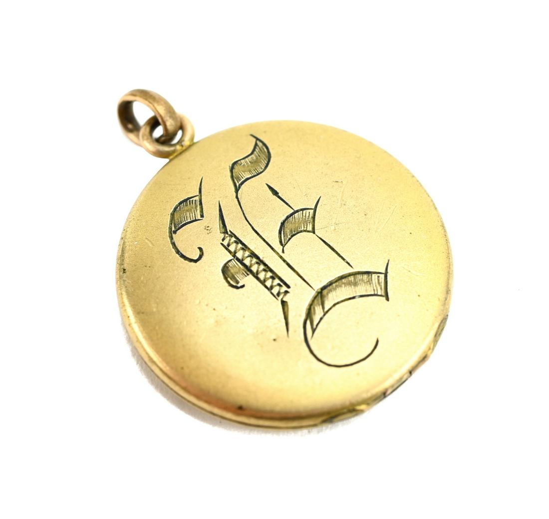 Antique Late 19th C Gold Filled Locket Pendant: Antique Late 19th C Gold Filled Locket Necklace Pendant. Measures 1.25 inches in length.