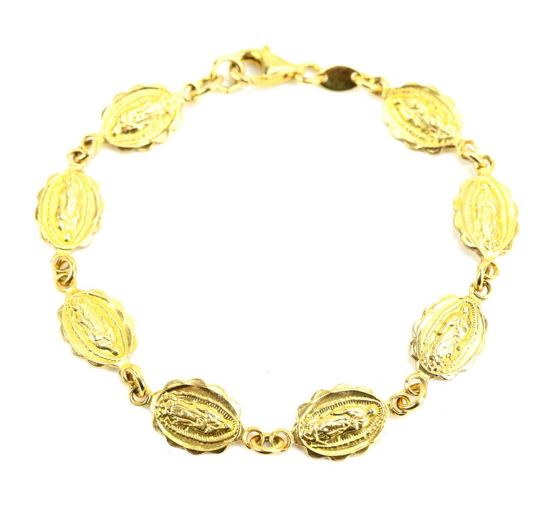 Italian Gold on Sterling Catholic Rosary Bracelet: Italian Gold Over Sterling Silver Catholic Rosary Bracelet by Dyadema. Signed and hallmarked. Made in Italy. Measures just over 7.25 inches in length.