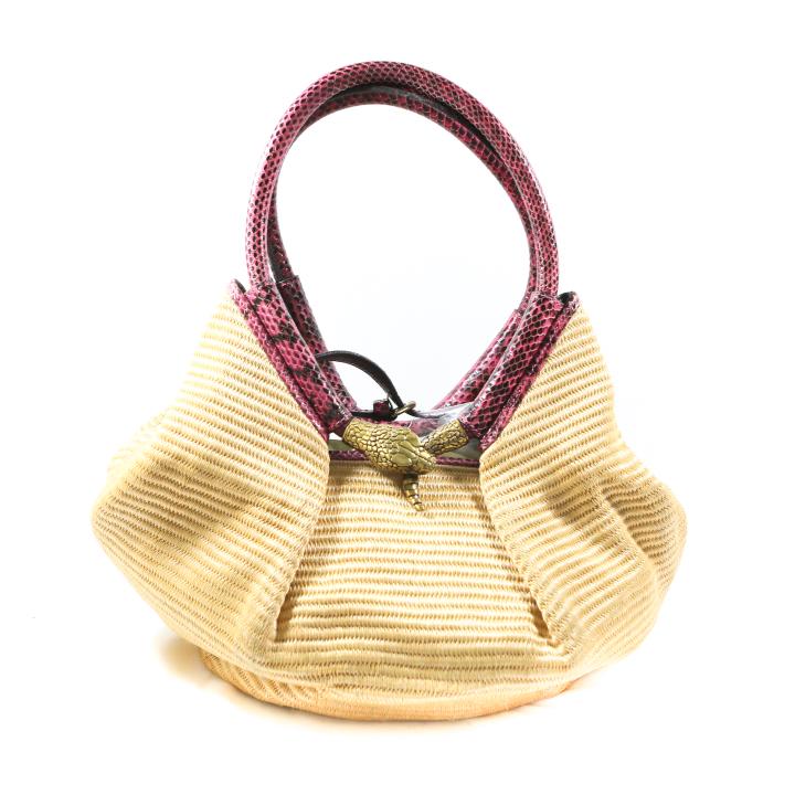 Jimmy Choo Italian Straw Raffia Brass Handbag (1 of 6)