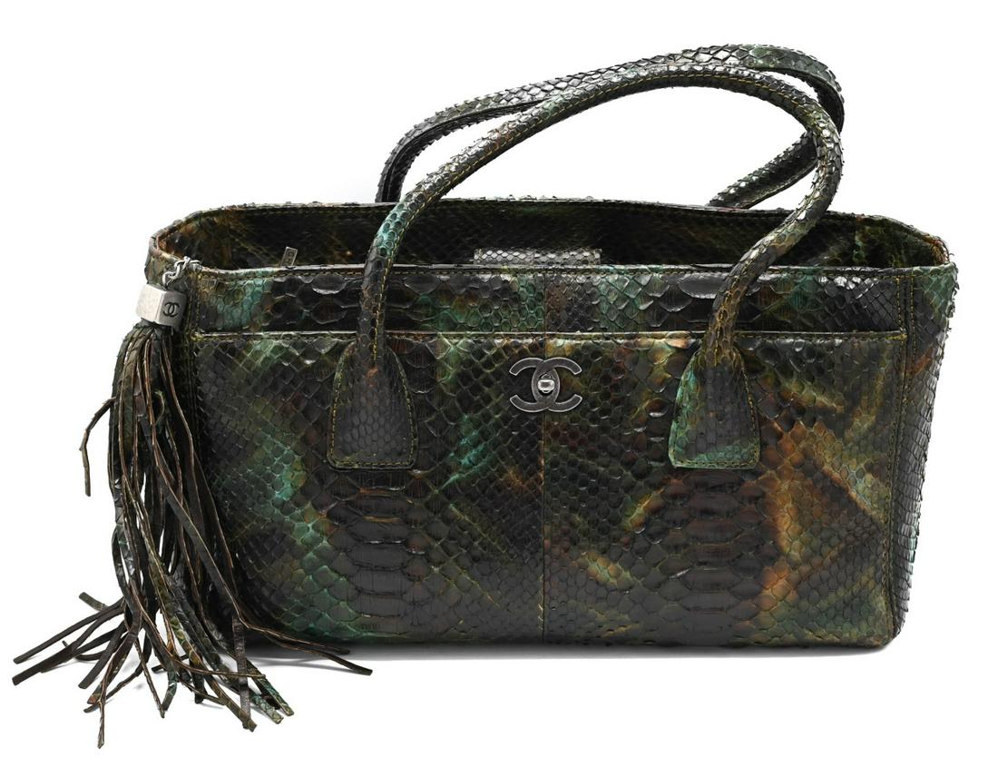 Chanel Green & Brown Python Snakeskin Handbag (1 of 11)