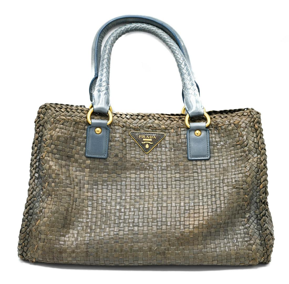 Prada Milano Woven Leather Madras Tote (1 of 10)