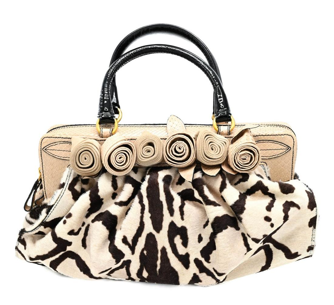 Valentino Leather Fur Handbag with Snakeskin (1 of 9)