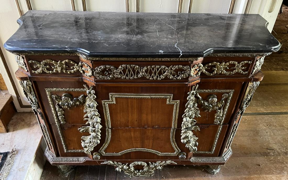 French Style Gilt Bronze & Marble Top Commode (1 of 6)