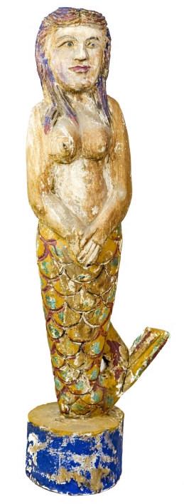 Hand Carved & Painted Mermaid Totem Form Statue (1 of 8)