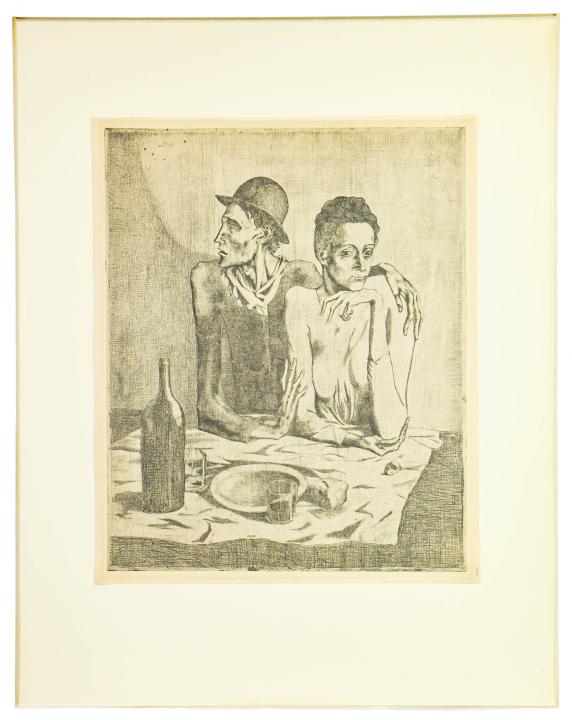 Mid C Modern Etching Realism Couple in Tavern (1 of 7)