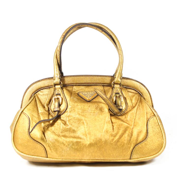 Prada Milano Metallic Gold Frame Handbag (1 of 5)