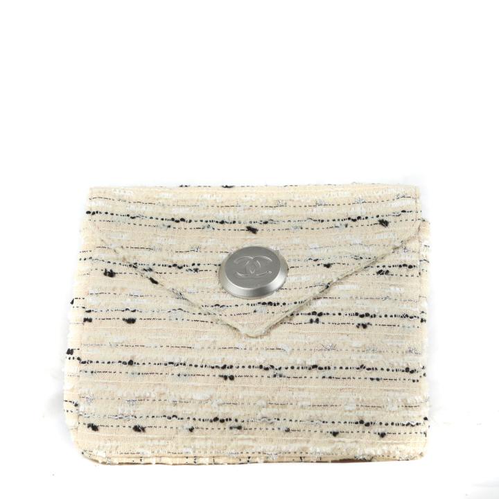 Chanel Boucle Beige & Black Flap Front Clutch Bag (1 of 7)