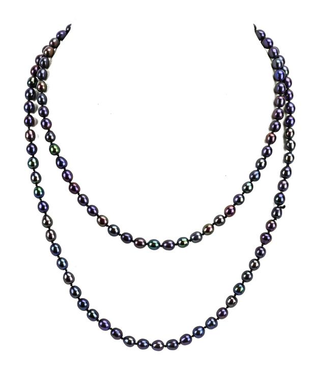 Hand Knotted Tahitian Baroque Pearl Necklace: Hand Knotted Tahitian Baroque Pearl Necklace Strand. With variation of color in high luster tones. Measures 34 inches in length.