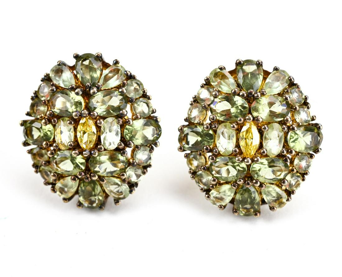 Pair of Sterling Silver & Citrine Cluster Earrings (1 of 5)