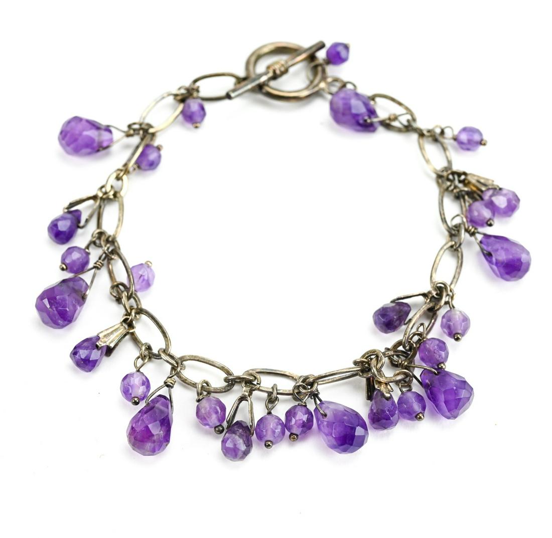 Sterling Silver & Briolette Amethyst Bracelet (1 of 5)
